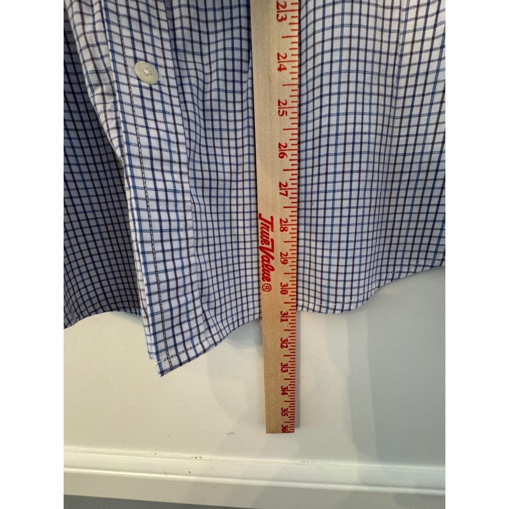 IZOD Mens Blue Brown Tattersall Check Button Down Shirt Size Large Long Sleeve - Picture 6 of 7